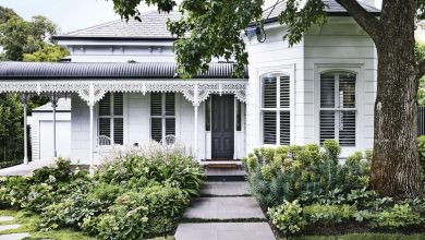 طراحی نمای ساختمان یک طبقه حیاط دار