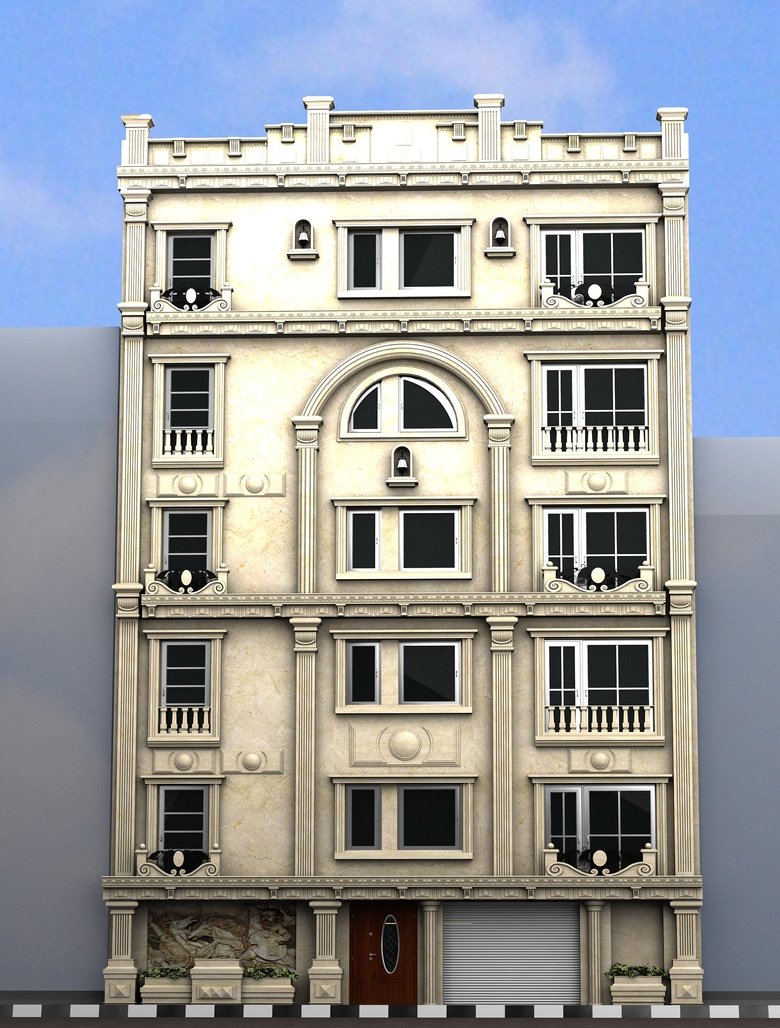 نمای ساختمان 5 طبقه به سبک رومی