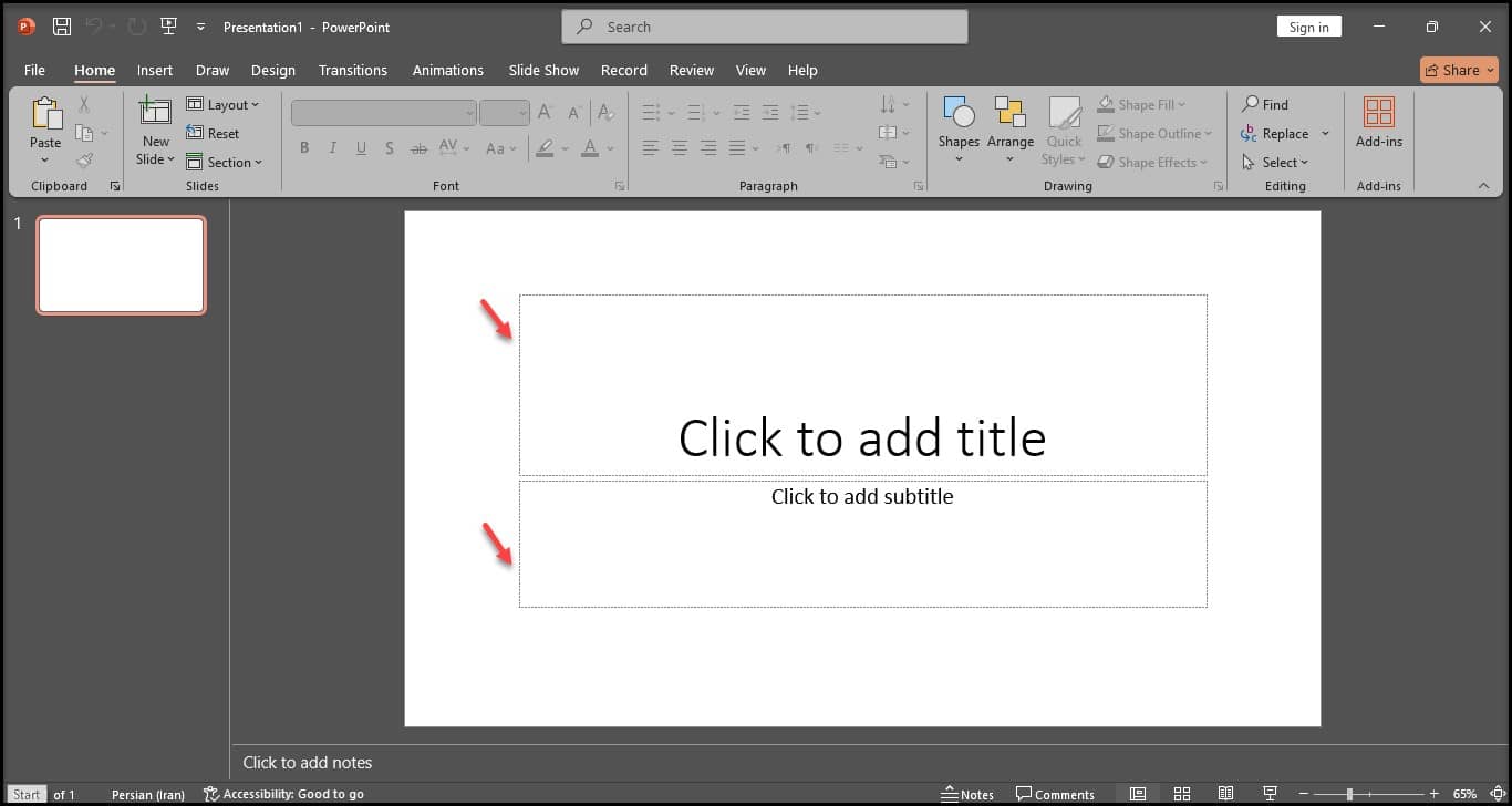 placeholder در پاورپوینت