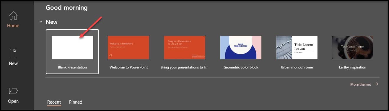 ایجاد سند جدید برای طراحی اسلایدها در پاورپوینت