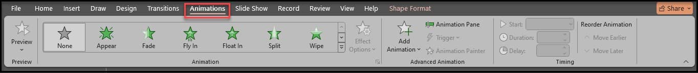 سربرگ Animations