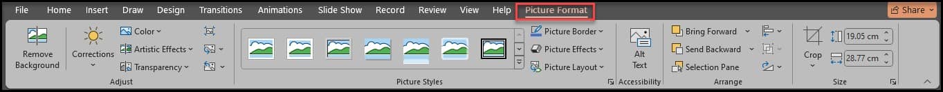 سربرگ Picture Format