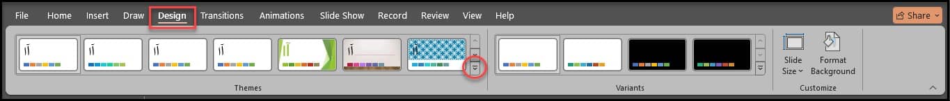 سربرگ design در پاورپوینت